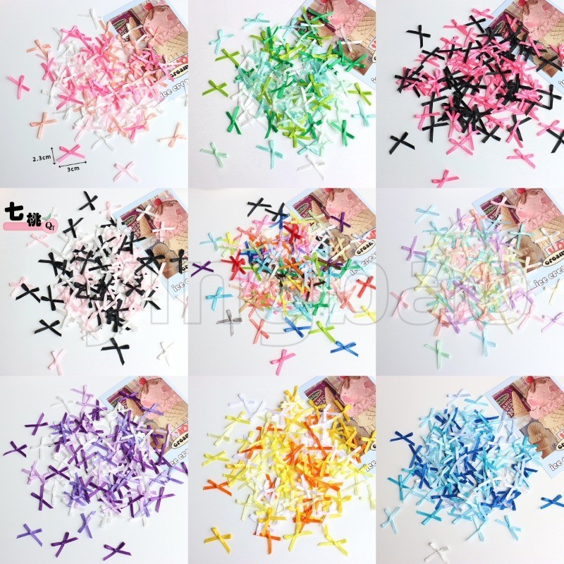 200Pcs 3x2.5cm Ribbons Mini Satin Ribbons Flowers Bows Ties For DIY ...