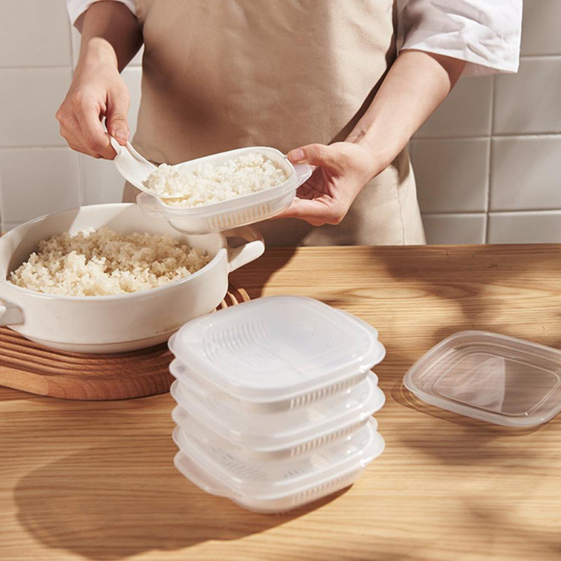 Split-Design Rice Container with Heat-Resistant Handles, Frozen Heated ...