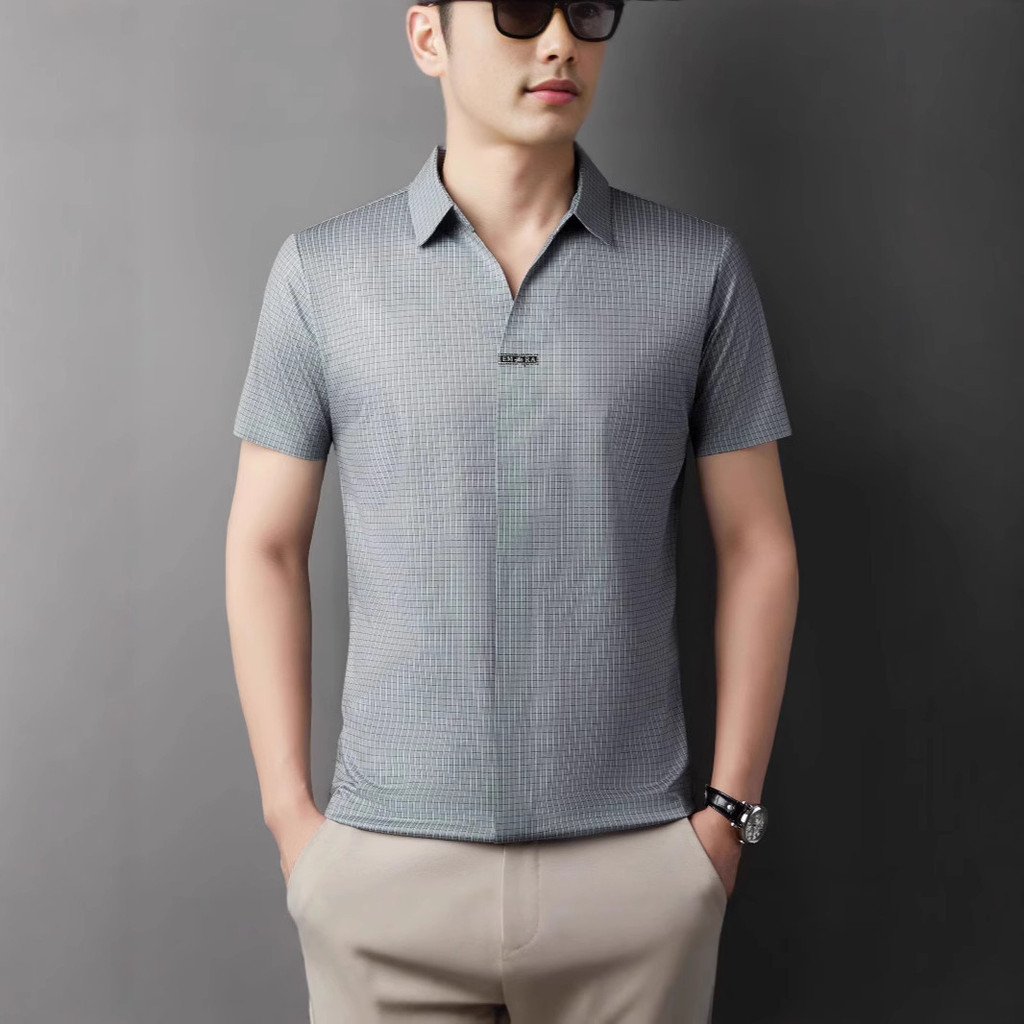 Men's Short Sleeve Business Shirt Summer Casual Polo Shirts
