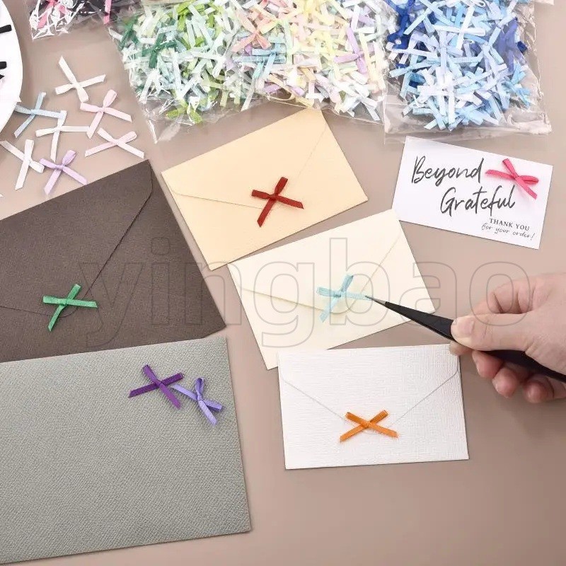 200Pcs 3x2.5cm Ribbons Mini Satin Ribbons Flowers Bows Ties For DIY ...