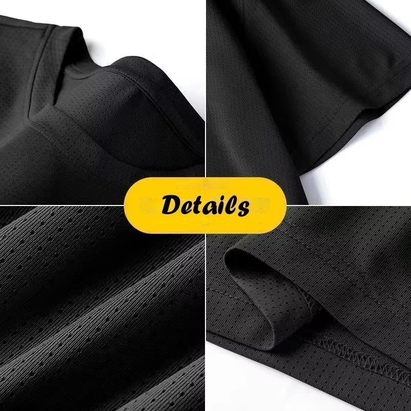 Ice Silk Men's Quick Dry Shirt Fashion Quick-Dry Solid Color Training ...