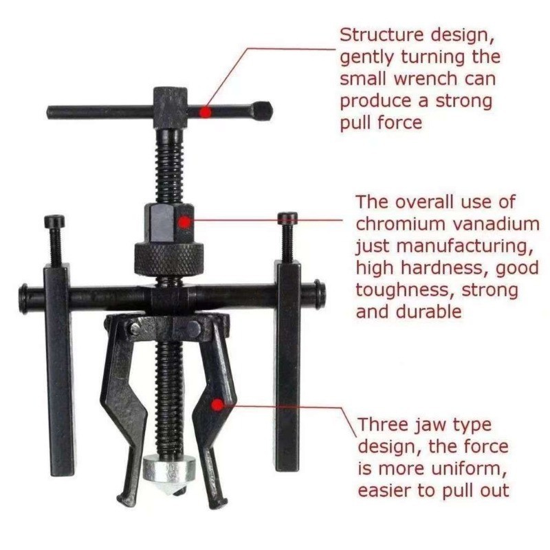 3 Jaw Pilot Bearing Puller Inner Wheel Gear Extractor Bushing Remover Tool Car Carbon Steel