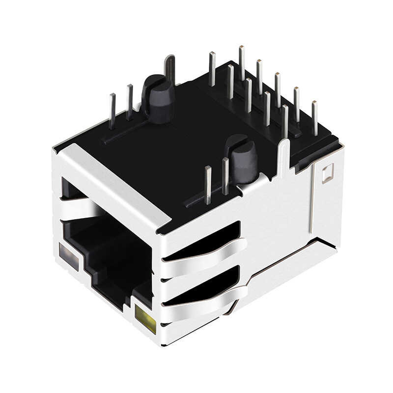 Multi port single port RJ45 connector with LED light and spring clip ...