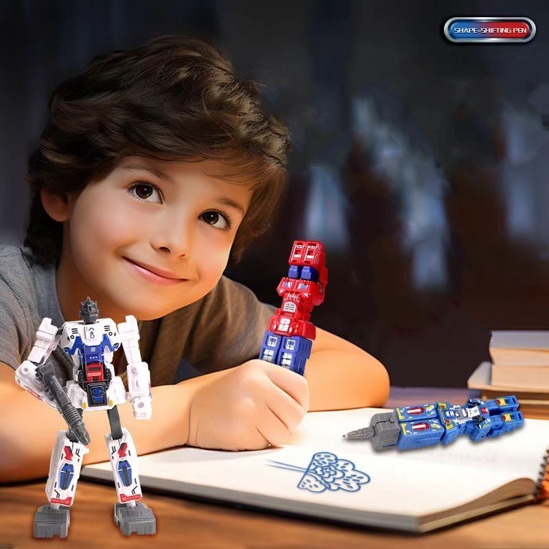 Creative 2 in 1 Transformation Toy Pen Movable Robot Model Boy Optimus ...
