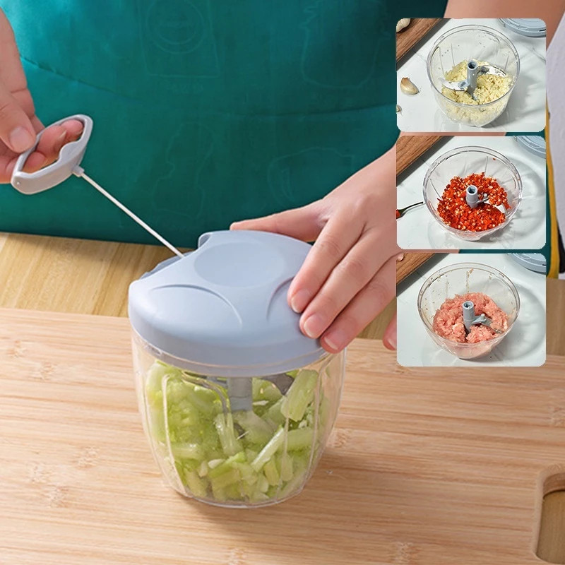 900ML Manual Meat Mincer Garlic Chopper Rotate Vegetable Onion Cutter ...