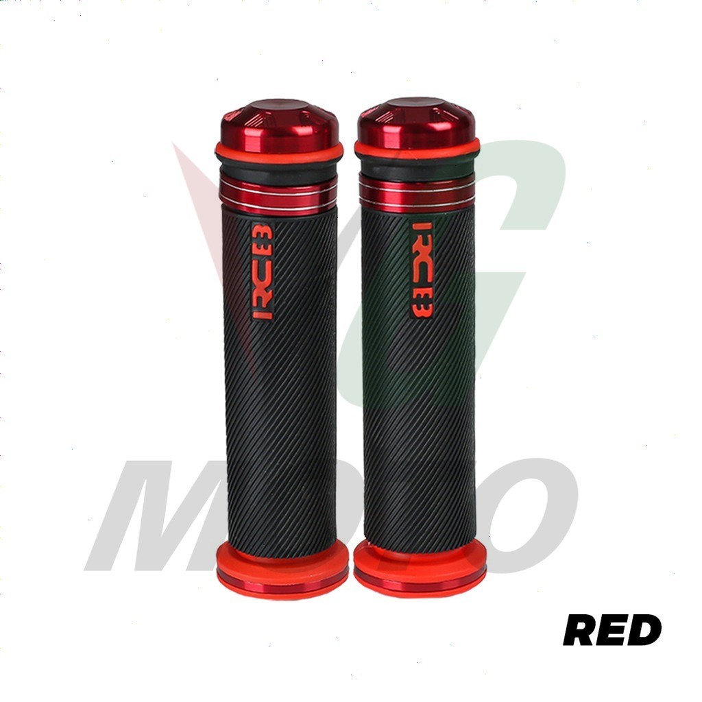 RCB Motorcycle Handle Grip Non-slip Rubber With Alloy Bar End Universal ...