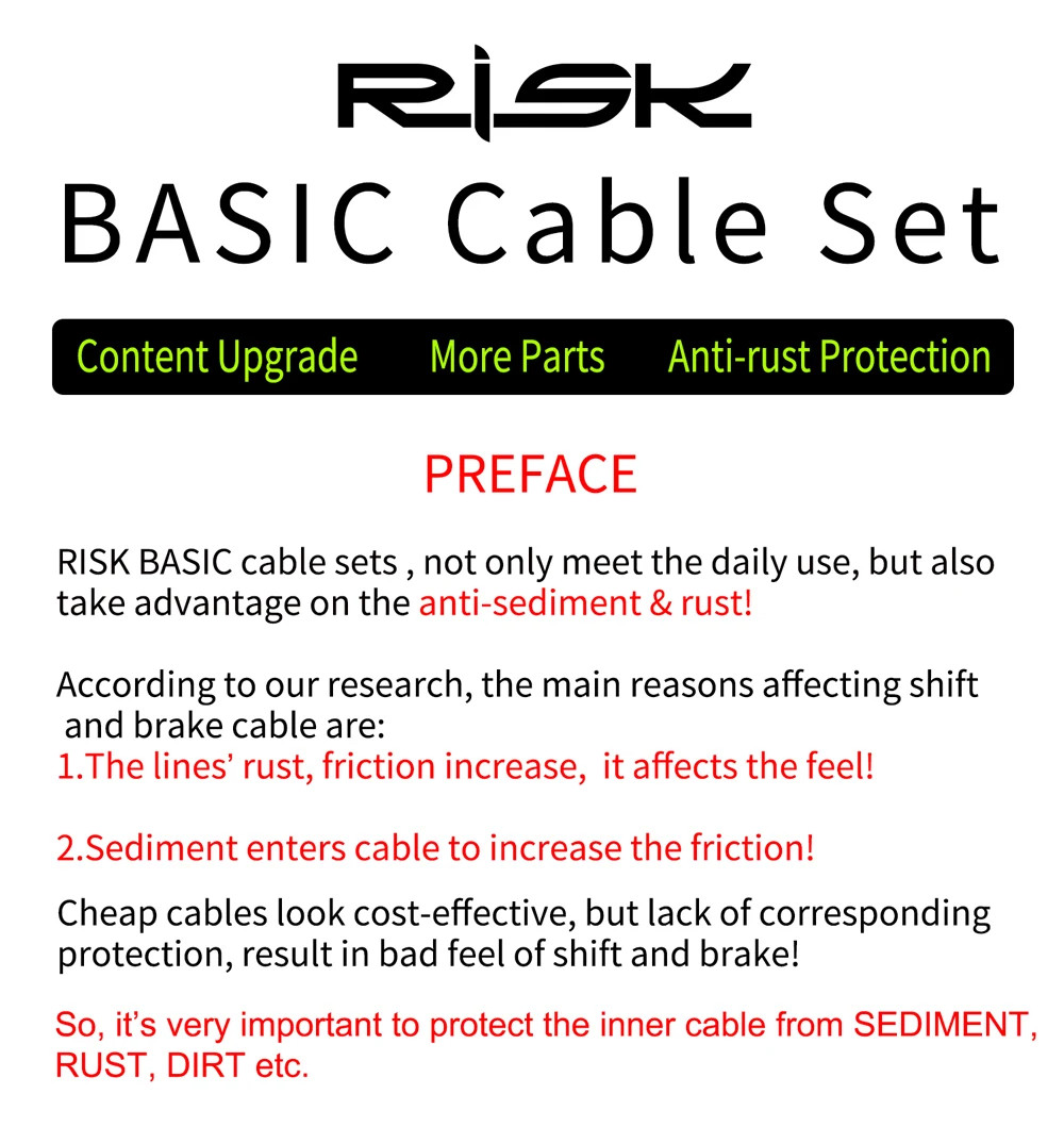 RISK Bicycle Brake Cable Kit Shift Housing Guide Mountain MTB Road Bike ...