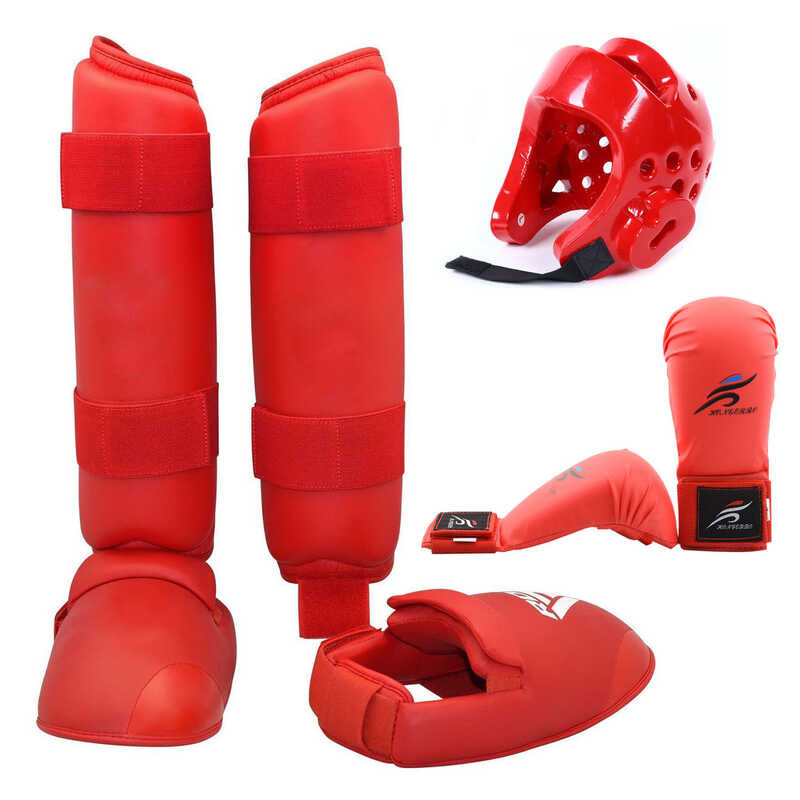 Taekwondo B Sparring Helmet Karate Gear Face Protection Suite Shin ...