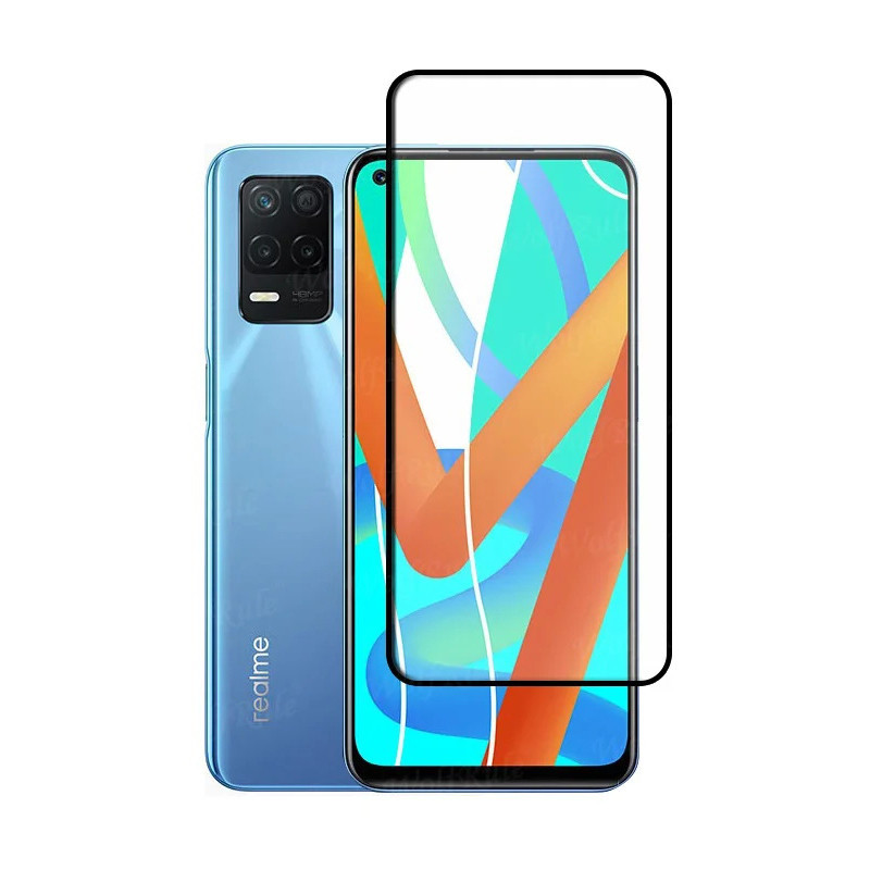 Tempered Glass For Realme 9 8 7 6 Pro Plus Screen Protector Black Edge 