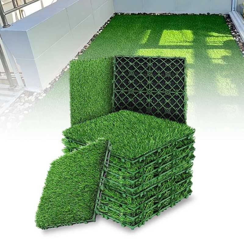 Pcs 10 12 Inchx12 Inch False Interlocking Deck Tiles Turf Mat Grass Rug ...