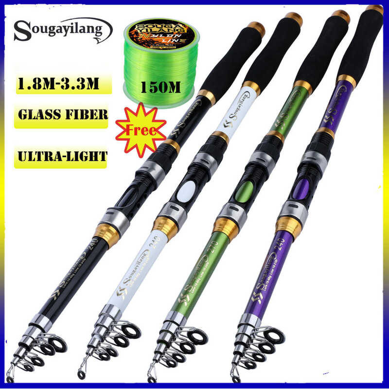 45C [Cod]Telescopic Fishing Rod 1.8M-3.3M Glass Fiber Ultra Light ...