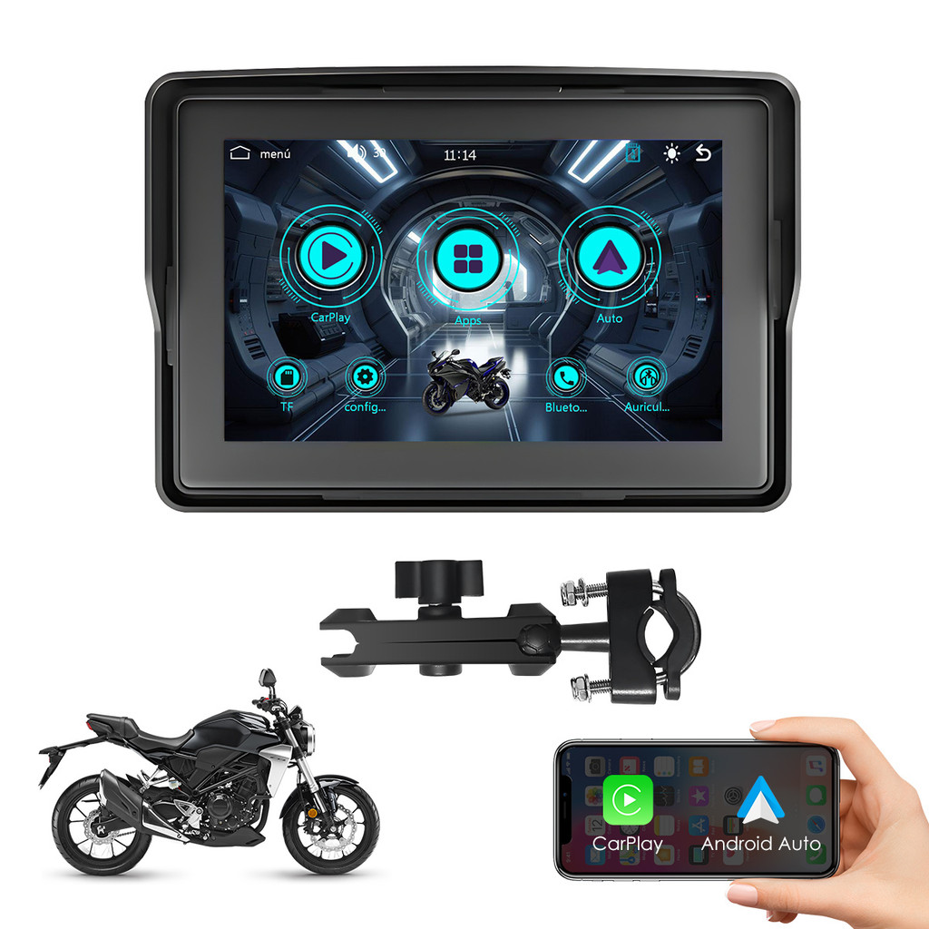 Carlam Inch Motorcycle Wireless Carplay Android Car Portable Navigation Gps Screen Ipx