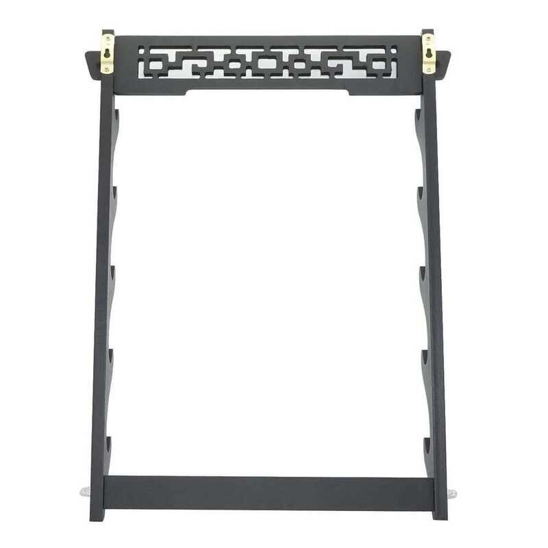 Support Pour Katana Samouraï 2 Niveaux Noir - 37x25cm, En Bois Compressé, Pour Affichage Horizontal