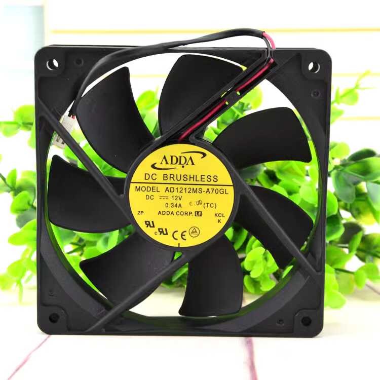 Ventola Di Raffreddamento AD1212MB-A70GL 12V 0.33A – 120x120x25mm Con 2 Fili, Silenziosa E Affidabile