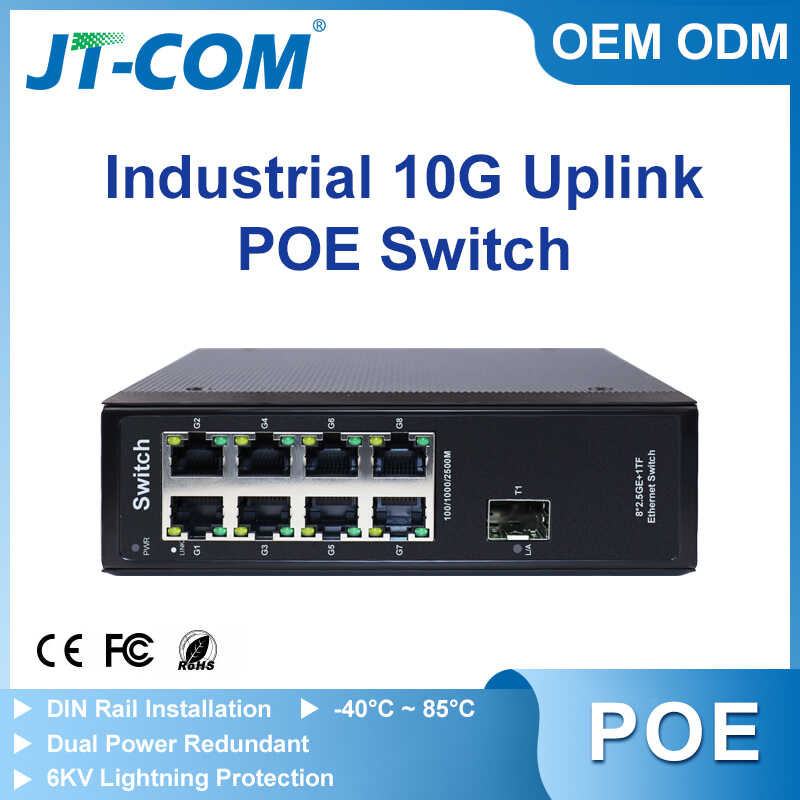Jt-Com 10Gbe Upk SFP Poe Switch 9-Port 2.5G Industrial Switch, 8*2500M ...