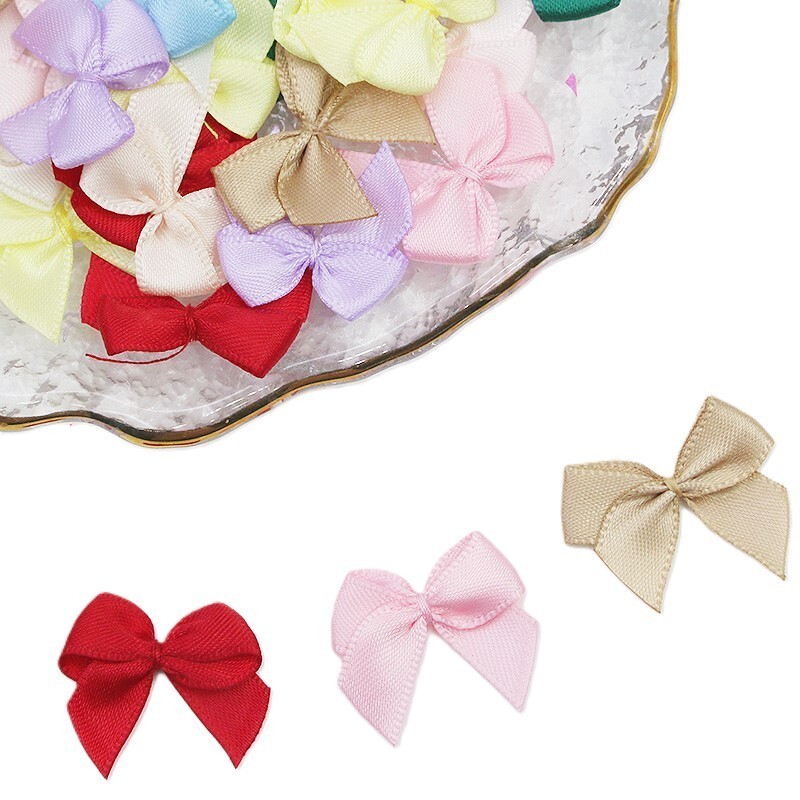 (50 Pcs) 2.5*2.5cm Colourful Ribbon Bows Small Size Polyester Satin ...