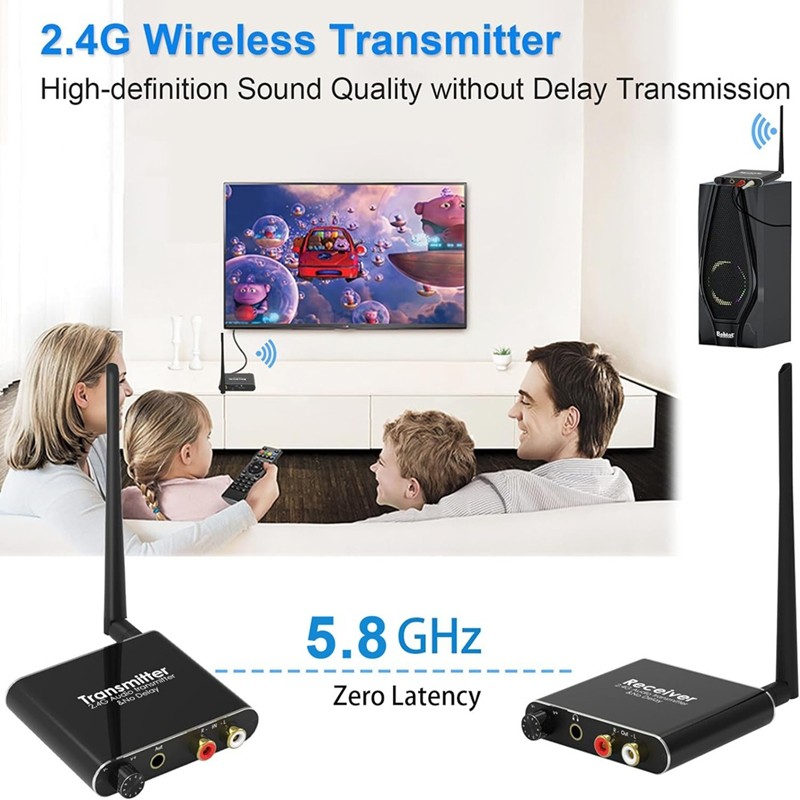 50M 5.8G Wireless Audio Sender Transmitter and Receiver 2.4G Wireless ...
