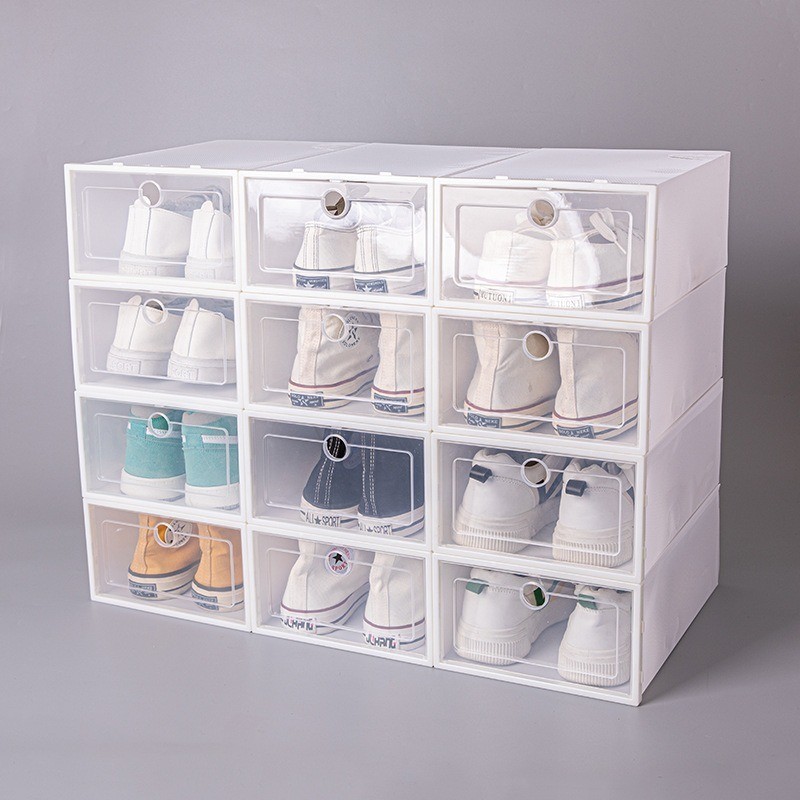 Large Shoe Box Storage Hard Plastic Transparent Foldable Drawer Case ...