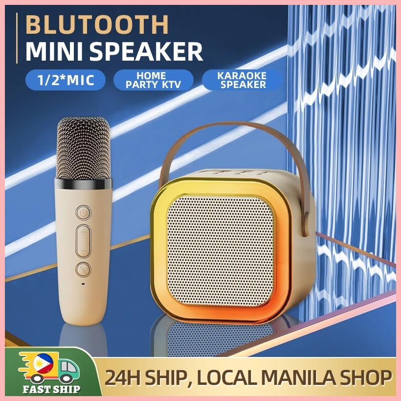 K12 Mini Karaoke Bluetooth Speaker RGB Light wireless speaker With Mic ...
