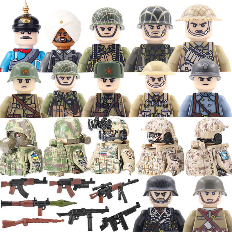 0A Ww2 Military Building Blocks Solider Figures Soviet USA UK Army ...