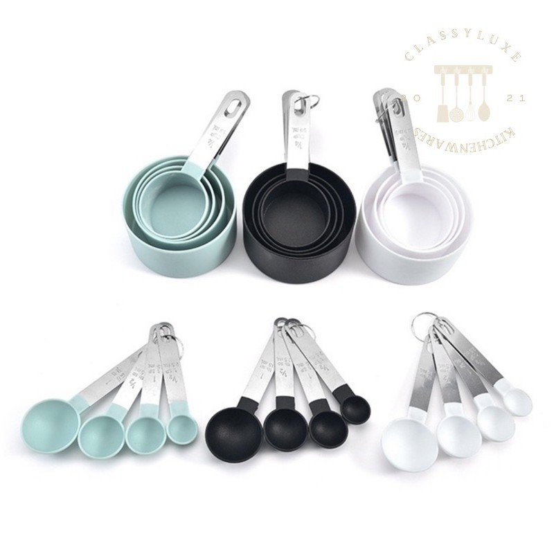8pcs/set Stainless Steel Measuring Spoons Kitchen Flour Measuring Cup ...