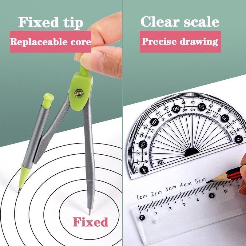 Iron Box 7-Piece Set Ruler Learning Stationery with Triangle Ruler ...