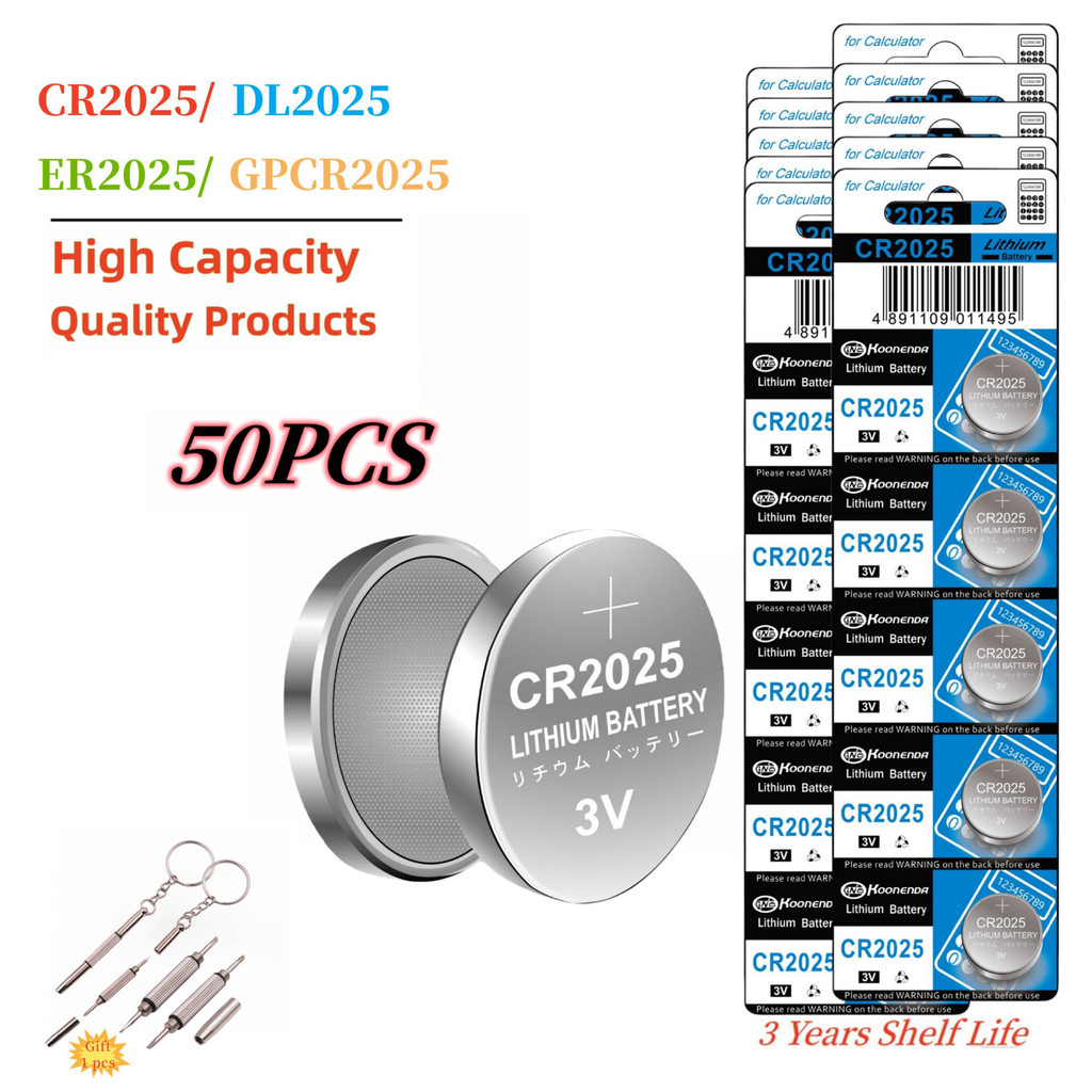 5-50Pcs Cr2025 Dl2025 2025 3V Lithium Coin Cell Batteries Flat Battery ...