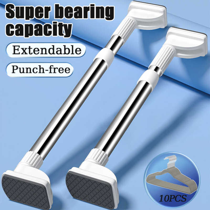 Extendable Curtain Rod Adjustable No Drilling Pole Telescopic ...