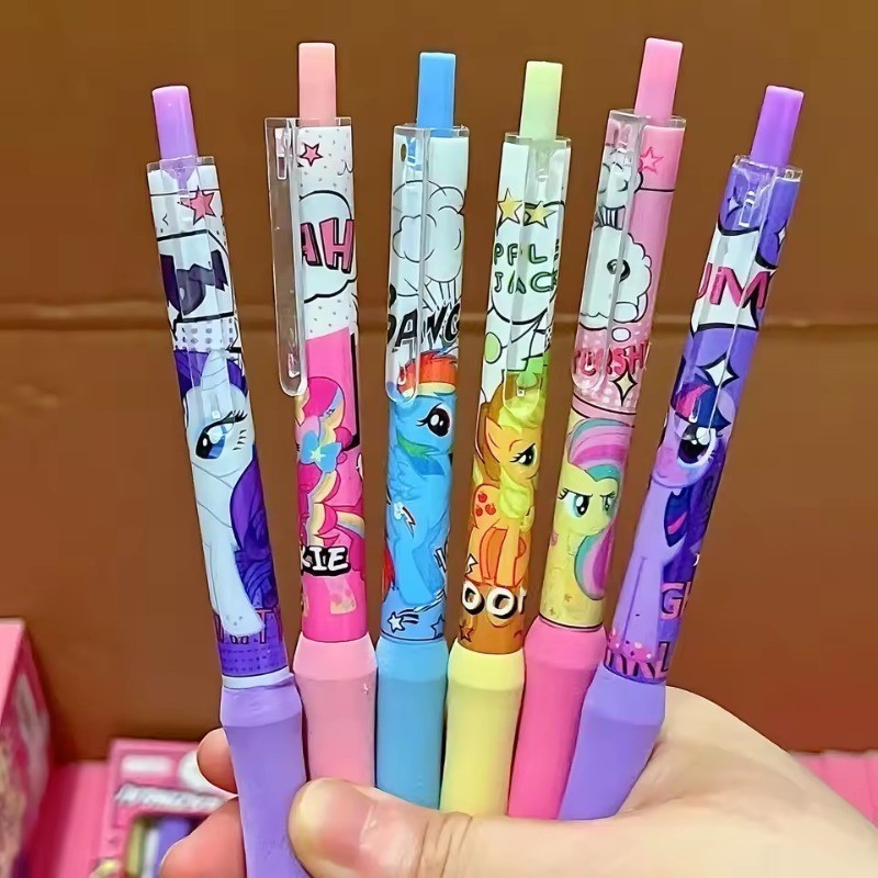 6Pcs/Set My Little Pony Kawaii Ball Pens 0.5mm Black Gel Pen Waterproof ...