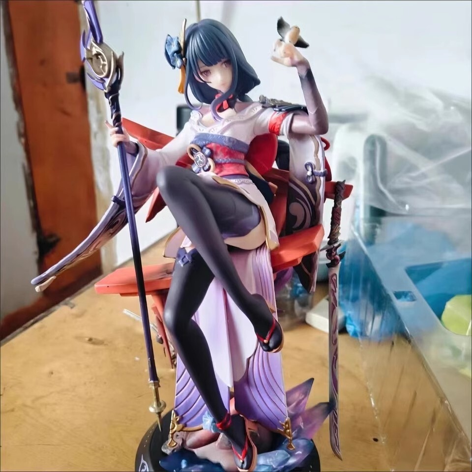 #Genshin 35Cm Impact Game Anime Figure Raiden Shogun Beelzebul Statue ...
