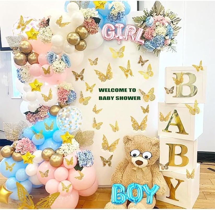 12Pcs 3D Butterfly Wall Decor Gold Butterfly Decorations for Butterfly ...