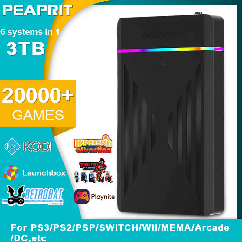 3Tb Gaming HDD Hyperspin/Launchbox/Retrobat/Playnite Retro Game Console ...