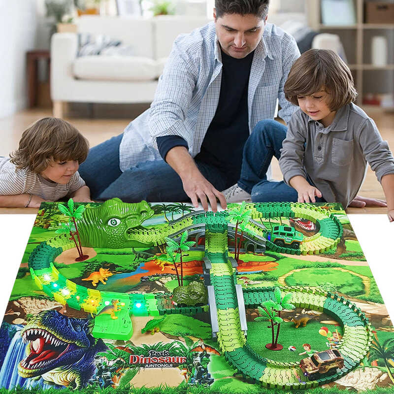 C4 Kids Racing Set Bend Flexible Race Track Flash Light Car Educational ...