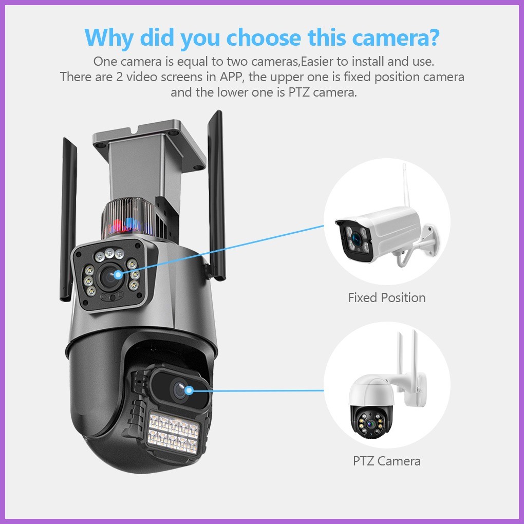 ☪ ☋ V380 PRO Dual Lens Outdoor Cctv Camera Wifi Connect To Cellphone IP ...