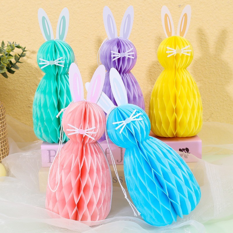 1/3PCS Easter Bunny Honeycomb Handcrafted Pendant - Holiday Party ...