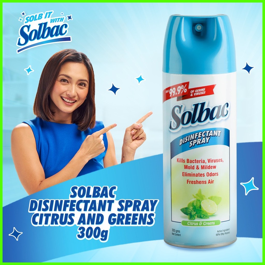 ⚕ Solbac Disinfectant Spray - Citrus & Greens 300g | Shopee Philippines
