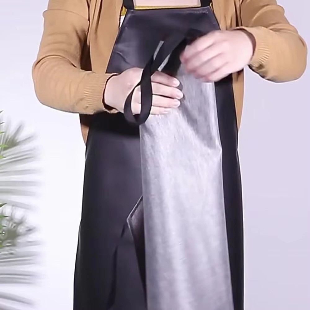 Durable PU Leather Kitchen Apron Oil-proof Waterproof Adjustable Nail ...
