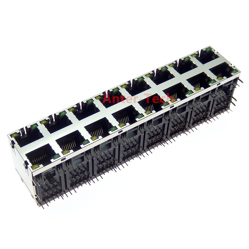 Rj45 2X8 2*8 Stacked 16Ports Lighted Shielded Modular PCB Double Layer ...