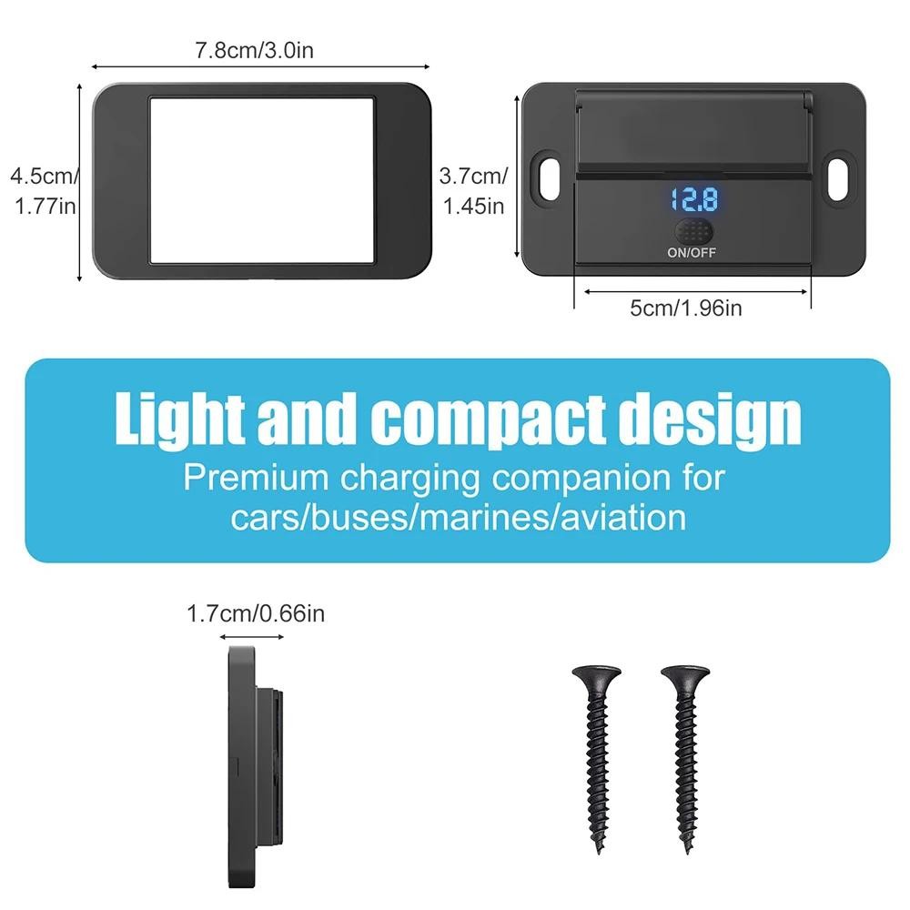 Voltage Display RV USB Outlet Dual QC3.0 USB A & USB C Ports Charging ...