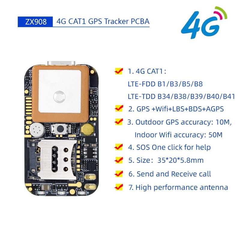 Smallest World LTE Cat-1 Tracking Chip Zx908 Tracker PCB Module For ...