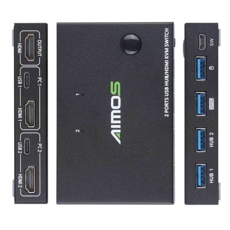 AIMOS In Out K HDMI KVM Switch Box For PC Sharing Keyboard Mouse ...