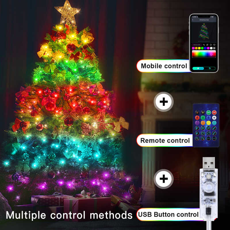 5V USB Ws2812b Addressable Bluetooth LED String Fairy Garland ...
