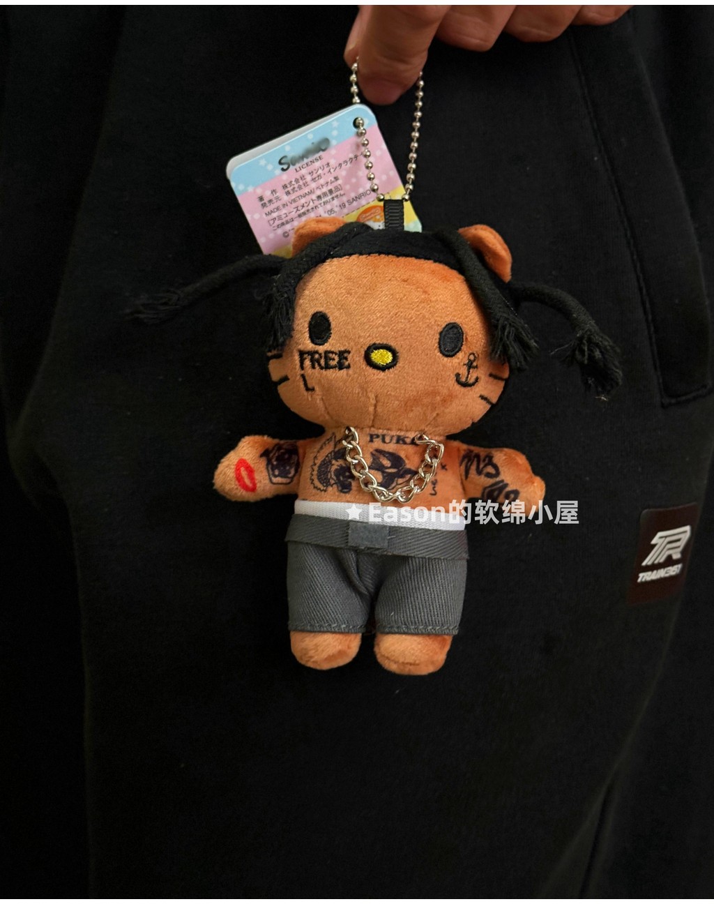 Black Leather rapper Rap helloKitty Bag Pendant Dirty Braid Hello Kitty ...