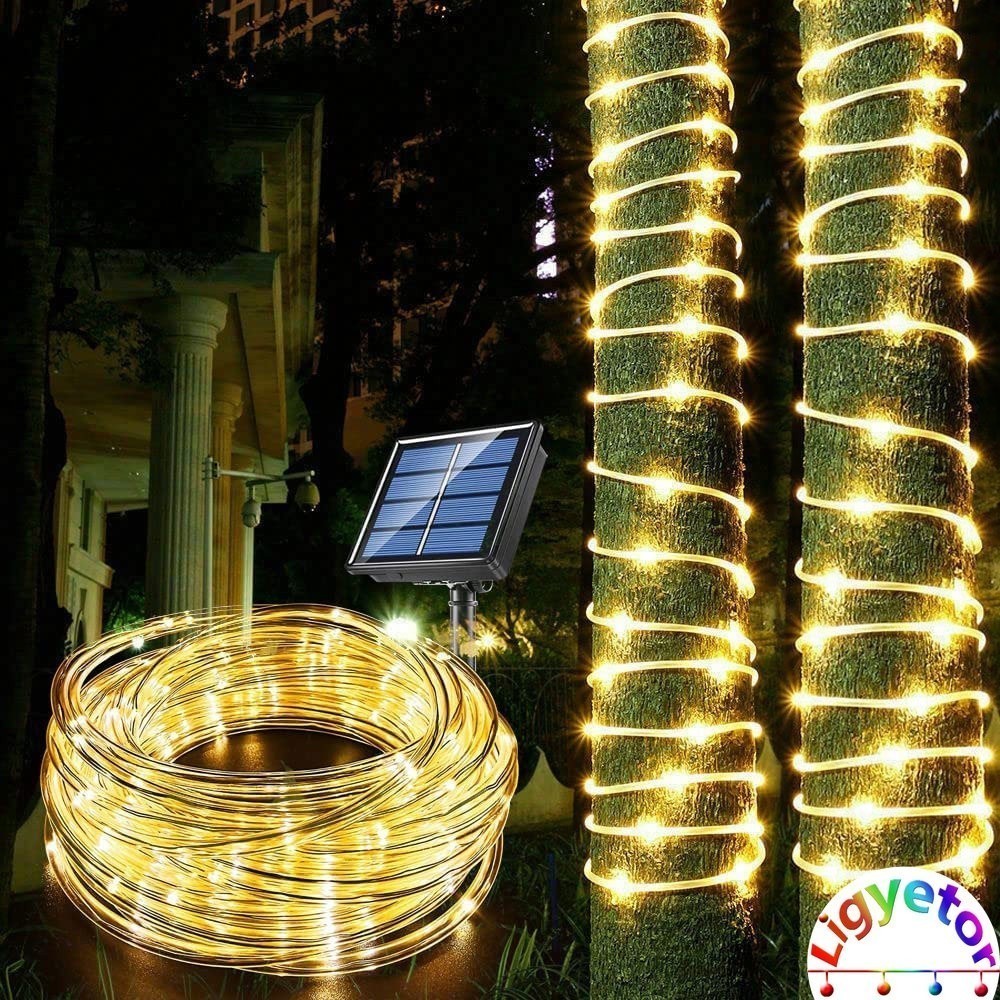 Ligyetor Solar PVC Rainbow Tube Lights LED Waterproof String Lights for ...