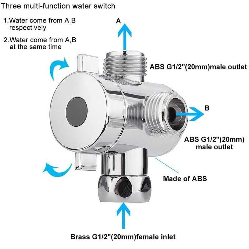 LY ABS Diverter Vae 1/2 Inch 3 Way Water Separator Shower Arm Mounted ...