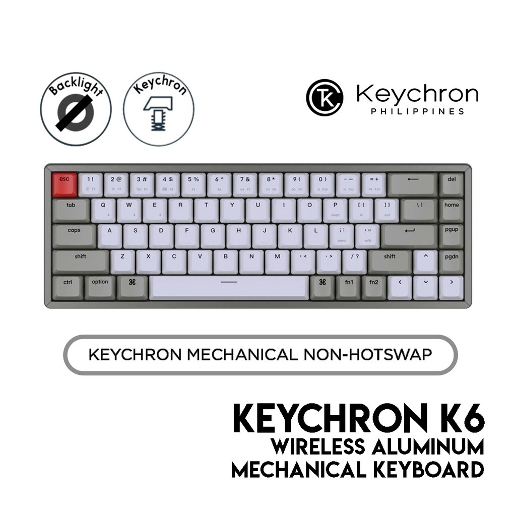 Keychron K6 Mechanical Keyboard, 65% Layout, Wired/Bluetooth, Non ...