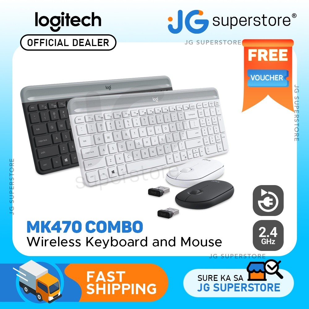 Logitech MK470 Slim Wireless Minimalist Keyboard and Mouse Combo with ...