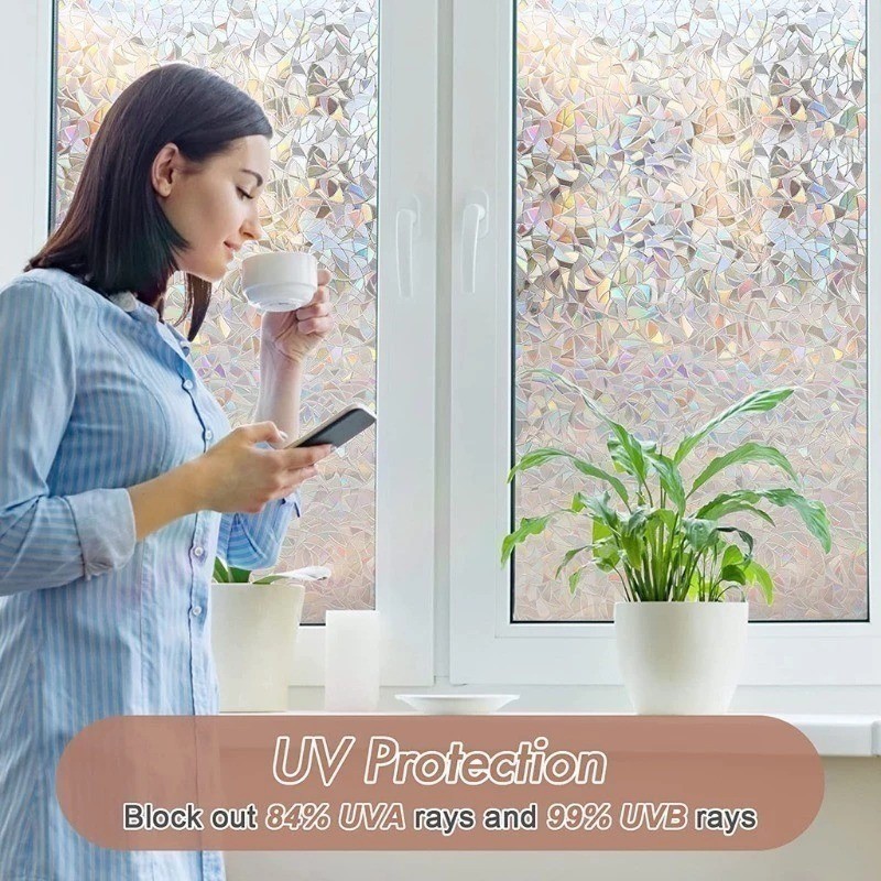 45*100cm Window Film Sticker 3D Sunshade Glass Sticker Anti-peeping ...