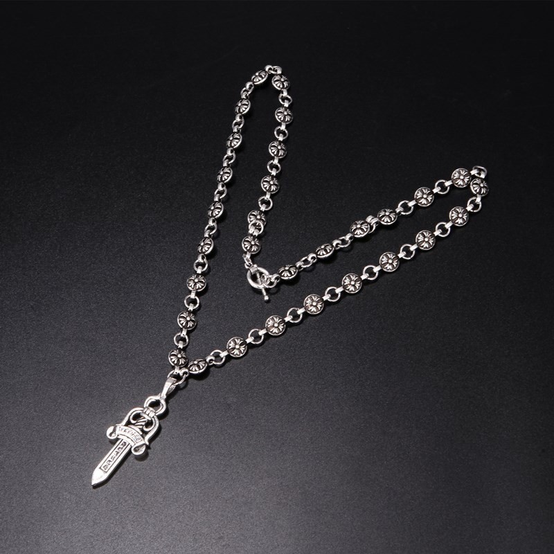 Retro Distressed Steel Seal Symbol Sword Pendant Alloy Carved Chain ...