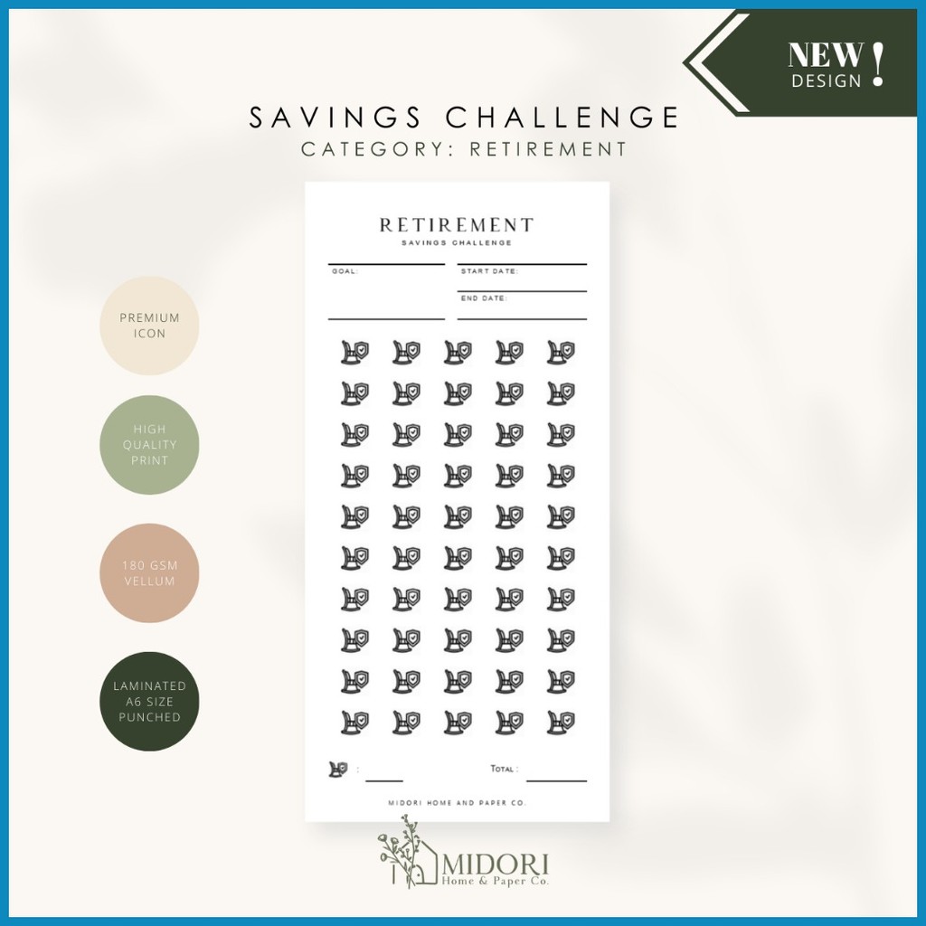 A6/A7 Retirement Savings Challenge Laminated Cash Envelope | Shopee ...